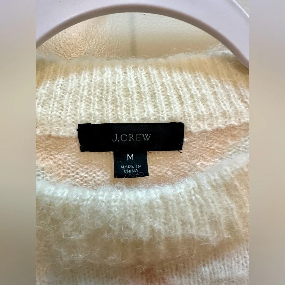 J.Crew Argyle Cropped Crewneck Alpaca and Wool Blend Sweater Size Medium